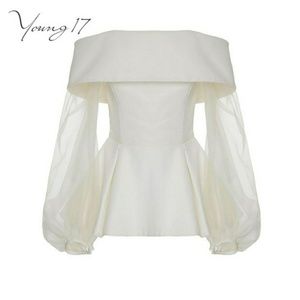 NWT-White Satin off the shoulder blouse